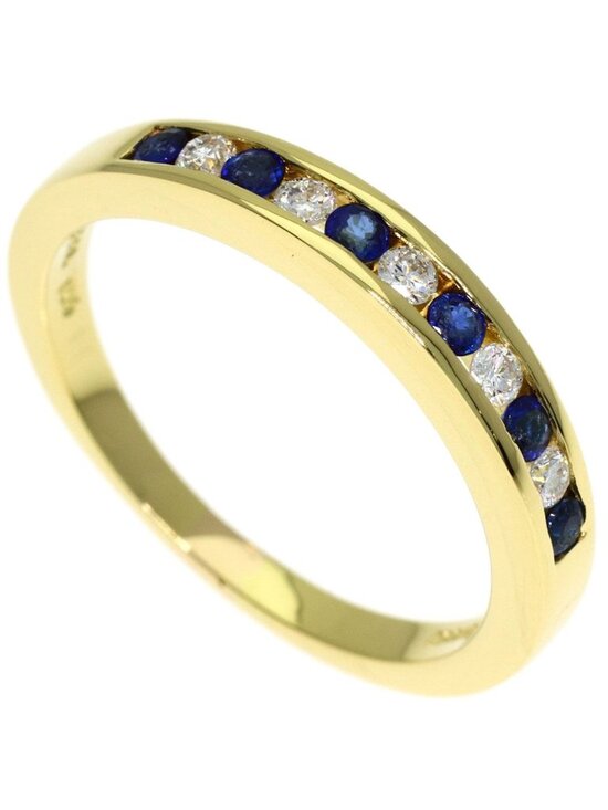 Tiffany & Co. Jewelry - Tiffany & Co Half Eternity Sapphire Diamond Ring 18k Yellow Gold